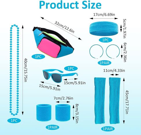 Leg Warmers for Women 80s Party Costumes Accessories Neon Leg Warmers Headband Wristbands Fanny Pack Set for Sports Yoga Running in Kuwait