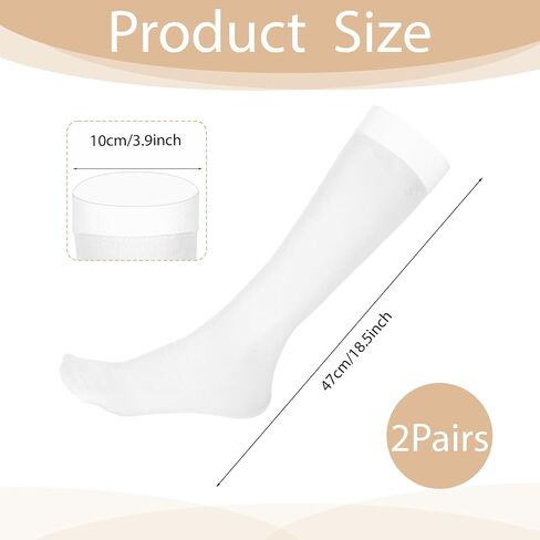 cobee 2 Pairs Knee High Socks White, Women Sheer Knee High Stockings Long White Sock Sheer Stockings Thigh HighStocking for Costume Cosplay Halloween Clothes(One Size) in Kuwait