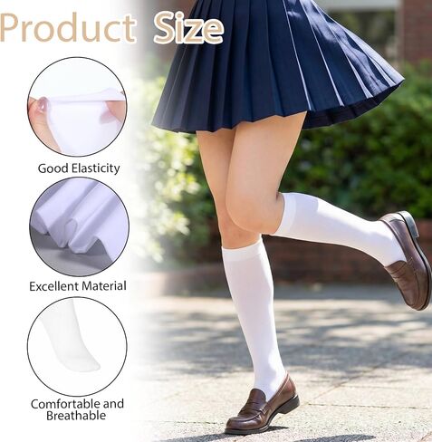 cobee 2 Pairs Knee High Socks White, Women Sheer Knee High Stockings Long White Sock Sheer Stockings Thigh HighStocking for Costume Cosplay Halloween Clothes(One Size) in Kuwait