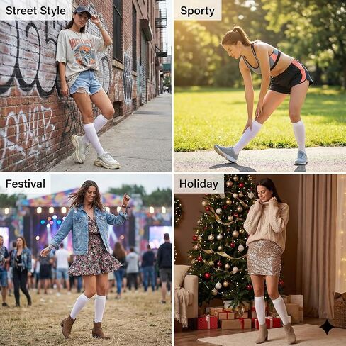 cobee 2 Pairs Knee High Socks White, Women Sheer Knee High Stockings Long White Sock Sheer Stockings Thigh HighStocking for Costume Cosplay Halloween Clothes(One Size) in Kuwait