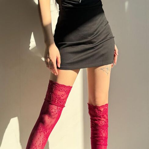 3Pcs Lace Knee High Socks, lace stockings, Over Knee Thigh Stockings for Women, Hollow Lolita Boots Socks in Kuwait