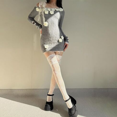 3Pcs Lace Knee High Socks, lace stockings, Over Knee Thigh Stockings for Women, Hollow Lolita Boots Socks in Kuwait