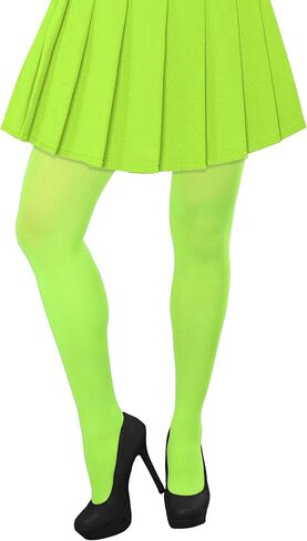 Lastclream High Waisted Tights for Women Cosplay Costume Stockings 80 Denier Semi Opaque Pantyhose Full Footed (Fluorescent Green) in Saudi Arabia
