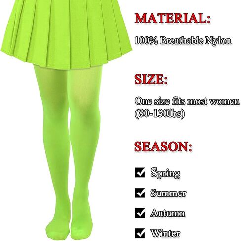 Lastclream High Waisted Tights for Women Cosplay Costume Stockings 80 Denier Semi Opaque Pantyhose Full Footed (Fluorescent Green) in Saudi Arabia