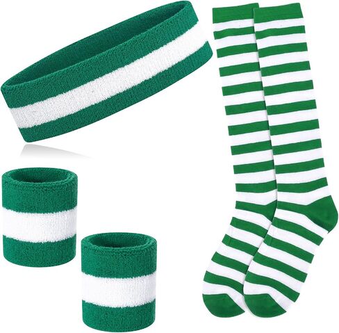 Striped Stockings and Headband, High Knee Socks, Long Arm Warmer Gloves Women's Red and White Striped Tights in Saudi Arabia