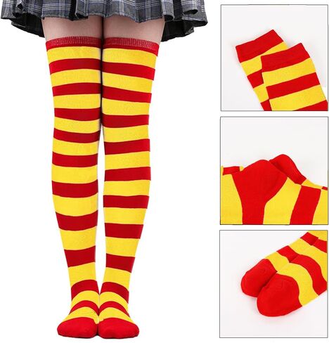 Striped Stockings and Headband, High Knee Socks, Long Arm Warmer Gloves Women's Red and White Striped Tights in Saudi Arabia
