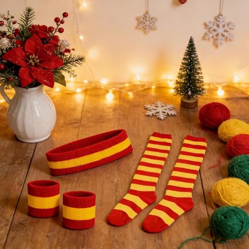 Striped Stockings and Headband, High Knee Socks, Long Arm Warmer Gloves Women's Red and White Striped Tights in Saudi Arabia
