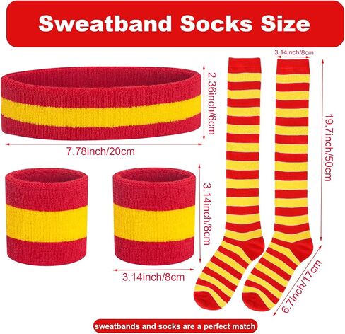 Striped Stockings and Headband, High Knee Socks, Long Arm Warmer Gloves Women's Red and White Striped Tights in Saudi Arabia