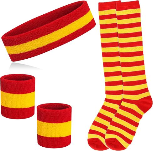 Striped Stockings and Headband, High Knee Socks, Long Arm Warmer Gloves Women's Red and White Striped Tights in Saudi Arabia