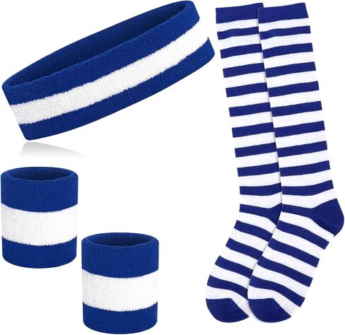 Striped Stockings and Headband, High Knee Socks, Long Arm Warmer Gloves Women's Red and White Striped Tights in Saudi Arabia