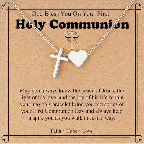 WEDDINEN First Communion Confirmation Baptism Jewelry Gifts for Teens Girls Kids,Cross Heart Necklace for Women Girls Christian Religious Stuffers Jewelry Gifts for Kids in Saudi Arabia