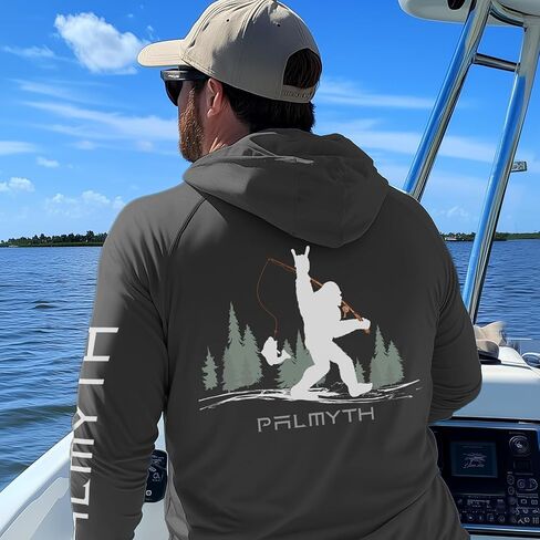 Palmyth Fishing Shirts for Men Long Sleeve UPF 50+ Sun Protection Fishing Hoodie with Neck Gaiter in Kuwait