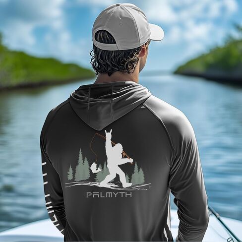 Palmyth Fishing Shirts for Men Long Sleeve UPF 50+ Sun Protection Fishing Hoodie with Neck Gaiter in Kuwait