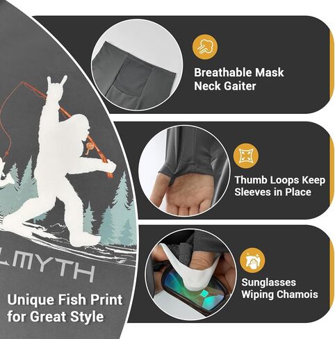 Palmyth Fishing Shirts for Men Long Sleeve UPF 50+ Sun Protection Fishing Hoodie with Neck Gaiter in Kuwait
