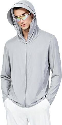 XuoAz Men's Sun Protection Jacket Long Sleeve Fishing Hoodie Cooling Running Sun Shirts for Men in Kuwait