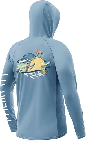 Palmyth Fishing Shirts for Men Long Sleeve UPF 50+ Sun Protection Fishing Hoodie with Neck Gaiter in Kuwait