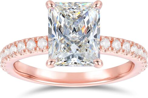 14k Gold Moissanite Ring 14K Gold 3ct Radiant Cut Hidden Floral Moissanite Engagement Rings for Women in Saudi Arabia