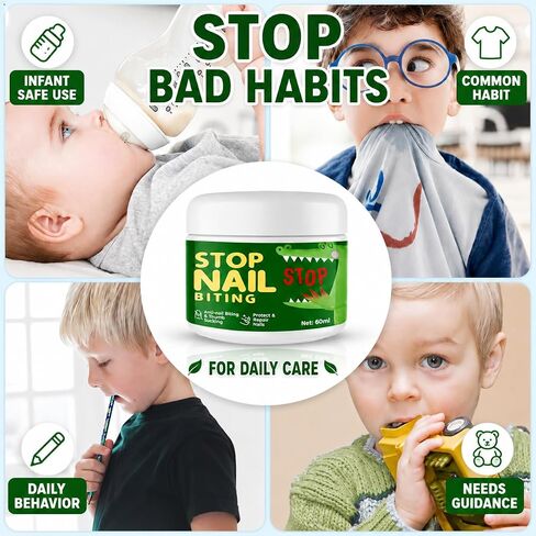 Nail Biting Treatment for Kids and Adults, Stop Nail Biting and Thumb Sucking Deterrent, Bitter Taste Liquid for Fingernail Care, Support Healthy Growth Habits, Clear Finish, 60 ml in Kuwait