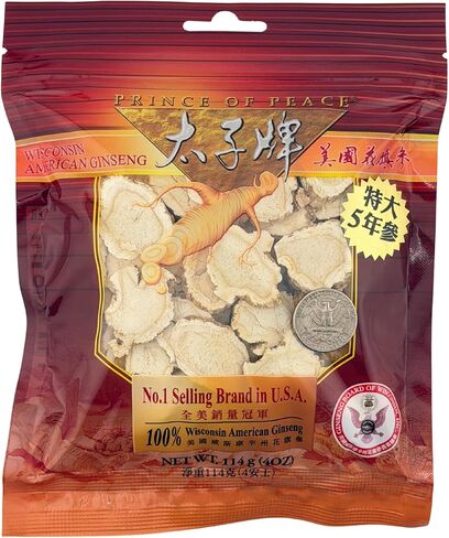 Prince Of Peace Wisconsin American Ginseng 5 Year Root Slices, 4oz in Kuwait