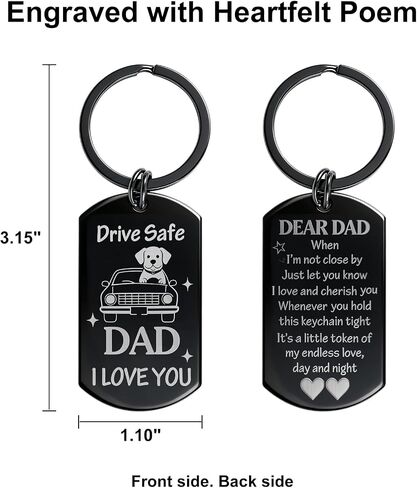 3-in-1 Wooden Clock Set for Dad Gifts Includes Keychain & Greeting Card，11" Real Natural Wooden Desk Clock, Silent Non-Ticking， Unique Birthday for Father in Kuwait