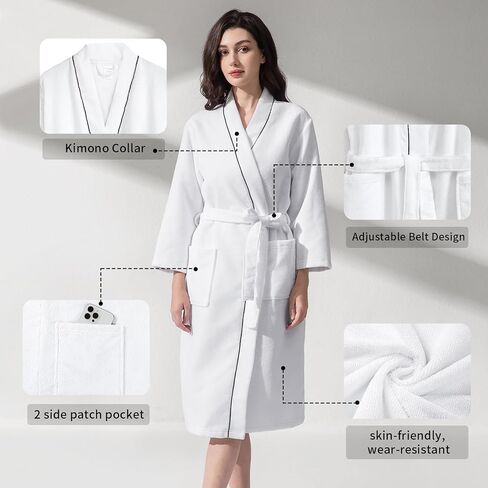 Inner Wish Women's Soft Terry Cloth Bathrobe - Ultra Absorbent Quick Dry Kimono Robe for Shower,Spa,Home in Saudi Arabia