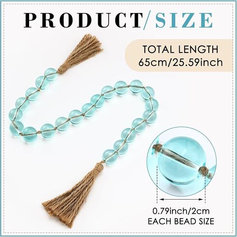 Misdary Modern Glass Beads Garland with Tassels, Blue Home Accent for Home Tray Shelf Coffee Table Living Room, Boho Decor Indoor Outdoor Stylish Tabletop Decoration, 25.6 Inch in Kuwait