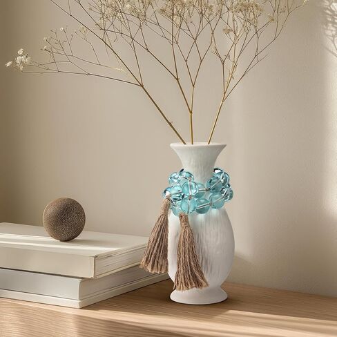 Misdary Modern Glass Beads Garland with Tassels, Blue Home Accent for Home Tray Shelf Coffee Table Living Room, Boho Decor Indoor Outdoor Stylish Tabletop Decoration, 25.6 Inch in Kuwait