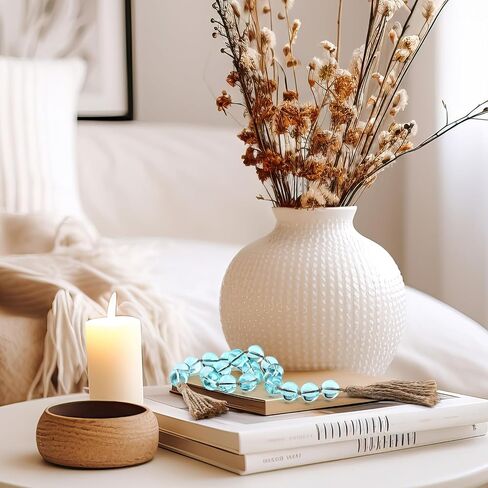 Misdary Modern Glass Beads Garland with Tassels, Blue Home Accent for Home Tray Shelf Coffee Table Living Room, Boho Decor Indoor Outdoor Stylish Tabletop Decoration, 25.6 Inch in Kuwait