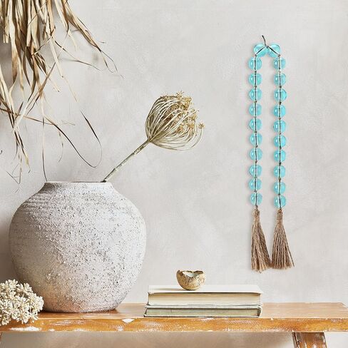 Misdary Modern Glass Beads Garland with Tassels, Blue Home Accent for Home Tray Shelf Coffee Table Living Room, Boho Decor Indoor Outdoor Stylish Tabletop Decoration, 25.6 Inch in Kuwait