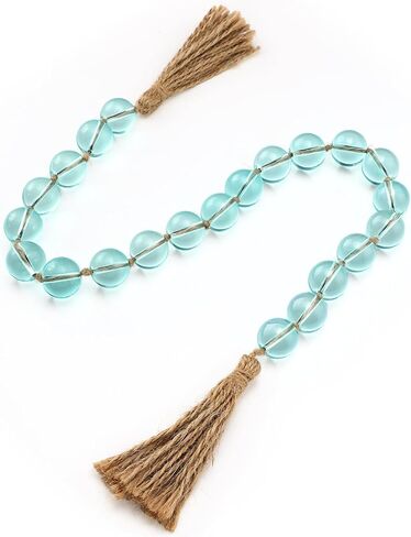 Misdary Modern Glass Beads Garland with Tassels, Blue Home Accent for Home Tray Shelf Coffee Table Living Room, Boho Decor Indoor Outdoor Stylish Tabletop Decoration, 25.6 Inch in Kuwait