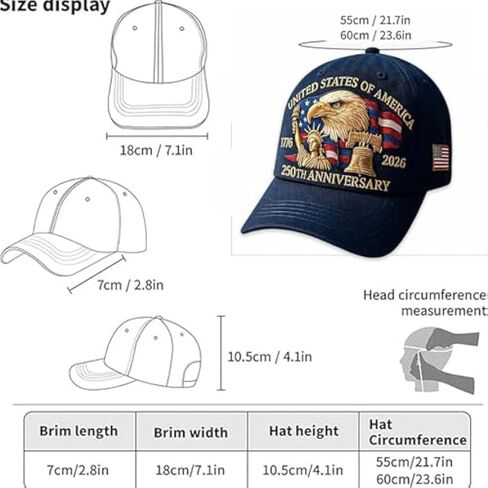 United States 250th Anniversary Hat USA 250th Anniversary Hat Adjustable Printed Patriotic Baseball Cap for Men Women in Saudi Arabia