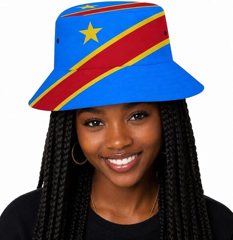 Congo DRC Flag Hat, Congolese Soccer Fan Cap for World Cup, Sun Hat for Male and Female RDC Leopards World Cup Fan Apparel in Kuwait