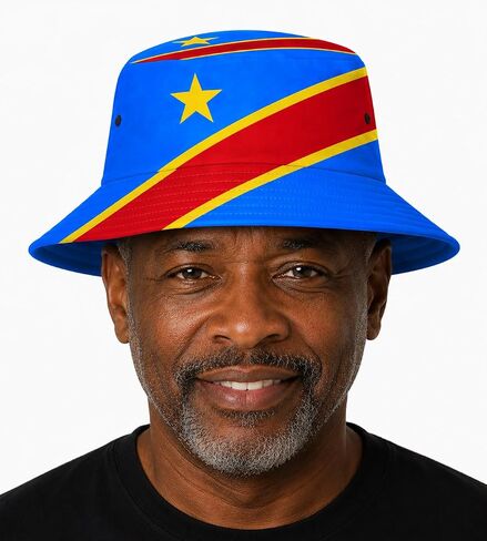 Congo DRC Flag Hat, Congolese Soccer Fan Cap for World Cup, Sun Hat for Male and Female RDC Leopards World Cup Fan Apparel in Kuwait