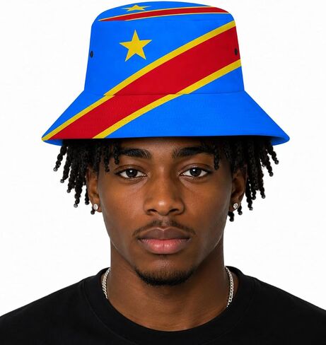 Congo DRC Flag Hat, Congolese Soccer Fan Cap for World Cup, Sun Hat for Male and Female RDC Leopards World Cup Fan Apparel in Kuwait