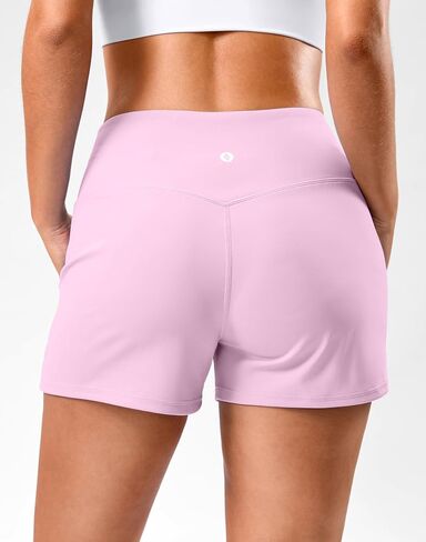 SANTINY 3.5" Linerless Shorts for Women - High Waisted Athletic Running Shorts with Pockets for Wokrout, Tennis, Lounge in Kuwait