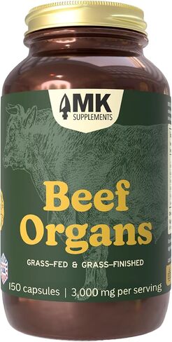 MK Supplements – Grass-Fed Beef Organs 3000 mg, 180 Beef Organs Capsules, Multivitamin, 100% Pasture-Raised in New Zealand, 45-Day Supply, Liver, Heart, Kidney, Spleen, Pancreas in Saudi Arabia