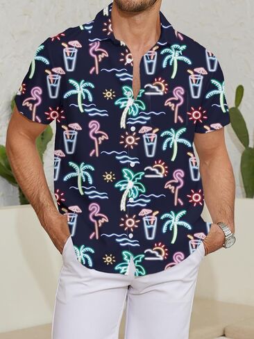 Hawaiian Shirts for Men Button Down Summer Beach Shirt in Saudi Arabia