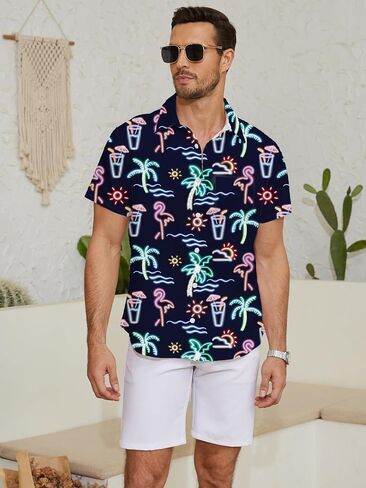 Hawaiian Shirts for Men Button Down Summer Beach Shirt in Saudi Arabia