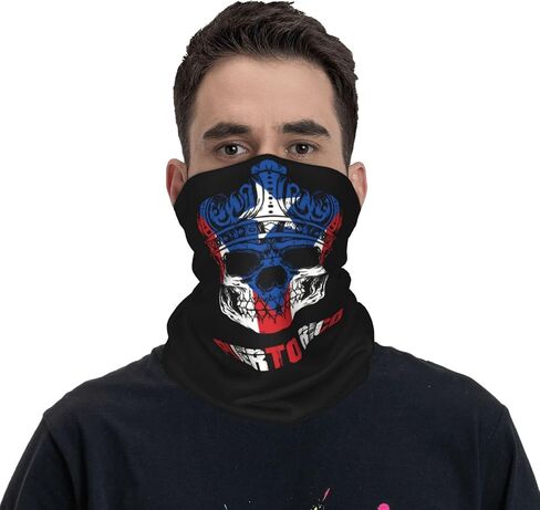 قناع وجه برقبة بدون خياطة بعلم بورتوريكو من King Skull بدون خياطة للحماية من الأشعة فوق البنفسجية وشاح درع باندانا للدراجات النارية وركوب الدراجات والجري وعصابات الرأس باللون الأبيض in Kuwait