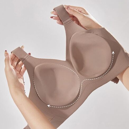 Women's Wireless Seamless Push Up Bra - 4 Pack Ribbed Support Sports Bras with Adjustable Wide Straps for Everyday Wear in Kuwait