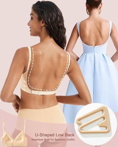 Low Back Bra - Halter Bra Backless Padded Low Cut Seamless Wave Bras Scalloped V Neck Criss-Cross Multiway Bralette in Saudi Arabia