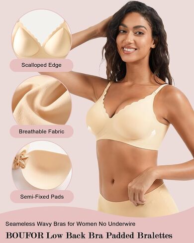 Low Back Bra - Halter Bra Backless Padded Low Cut Seamless Wave Bras Scalloped V Neck Criss-Cross Multiway Bralette in Saudi Arabia