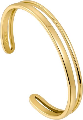BE & CHEERY Gold Bangle Bracelet for Women, 14k Gold Plated Open Bangle, Stackable Stainless Steel Cuff Bracelets, Chunky Fashion Jewelry for Women, Trendy Elegant Design Bangle as Gifts in Kuwait