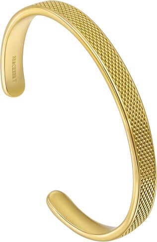 BE & CHEERY Gold Bangle Bracelet for Women, 14k Gold Plated Open Bangle, Stackable Stainless Steel Cuff Bracelets, Chunky Fashion Jewelry for Women, Trendy Elegant Design Bangle as Gifts in Kuwait
