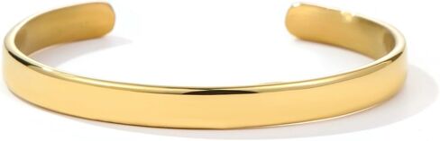 BE & CHEERY Gold Bangle Bracelet for Women, 14k Gold Plated Open Bangle, Stackable Stainless Steel Cuff Bracelets, Chunky Fashion Jewelry for Women, Trendy Elegant Design Bangle as Gifts in Kuwait