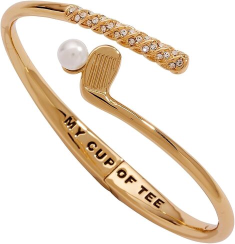 Alex and Ani Golf Club Bypass Cuff Bracelet | Country Club Jewelry | Shiny Gold, Brass, Crystal | Preppy Jewelry | Golf Charm Bracelet in Kuwait