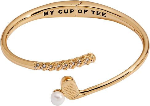 Alex and Ani Golf Club Bypass Cuff Bracelet | Country Club Jewelry | Shiny Gold, Brass, Crystal | Preppy Jewelry | Golf Charm Bracelet in Kuwait