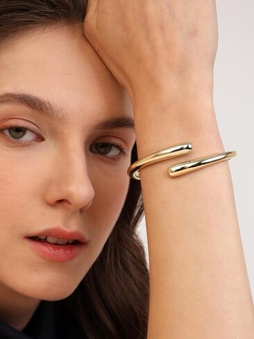 Gold Bangle Bracelets For Women,14k Gold Filled Bangle Bracelets,Chunky Hinged Bangle Bracelet,Bangle Bracelets Non Tarnish, Jewelry For Women Mothers Valentines Christmas in Saudi Arabia