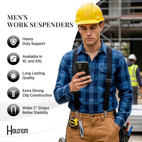 HOLD'EM Suspenders for Men – Mens Suspenders Heavy Duty, Work Suspenders for Men, Jeans, Big and Tall, Seniors in Saudi Arabia