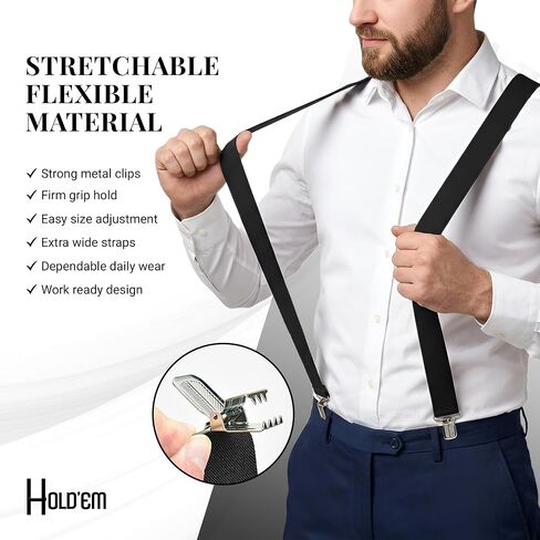 HOLD'EM Suspenders for Men – Mens Suspenders Heavy Duty, Work Suspenders for Men, Jeans, Big and Tall, Seniors in Saudi Arabia